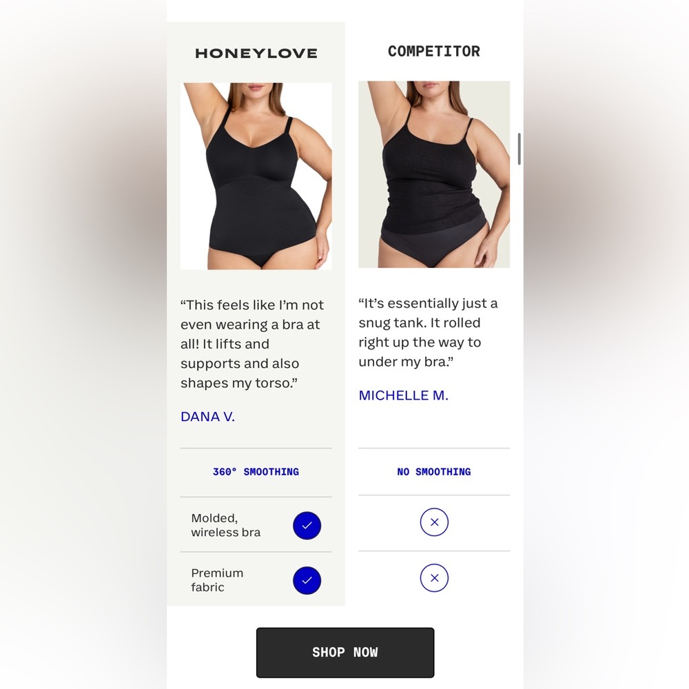 Honeylove LiftWear Cami in black, built-in, wireless bra, compression, L - Picture 5 of 12